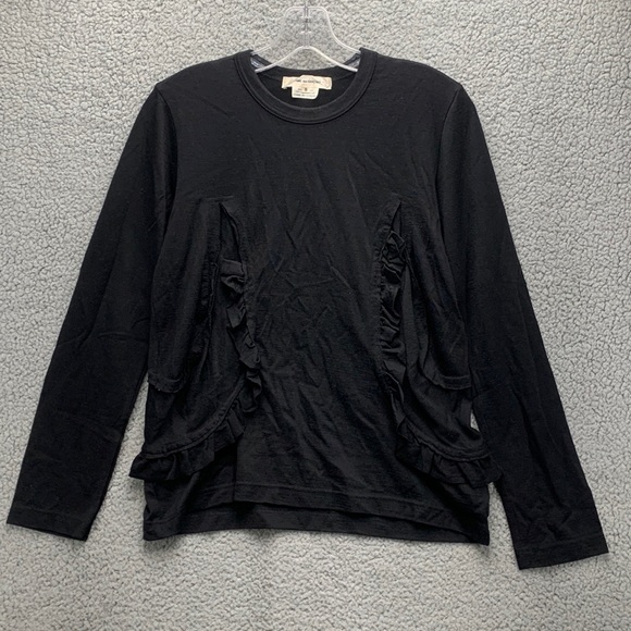 Comme Des Garçons Rare Shirt Women’s Small Black 100% Wool Long Sleeve - Picture 1 of 15
